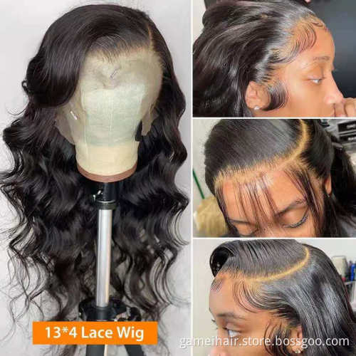 Wholesale 4X4 13X4 Body Wave Transparent Frontal Swiss Lace Front Wig Vendor Mink Cambodian Cuticle Aligned Human Hair Lace Wig